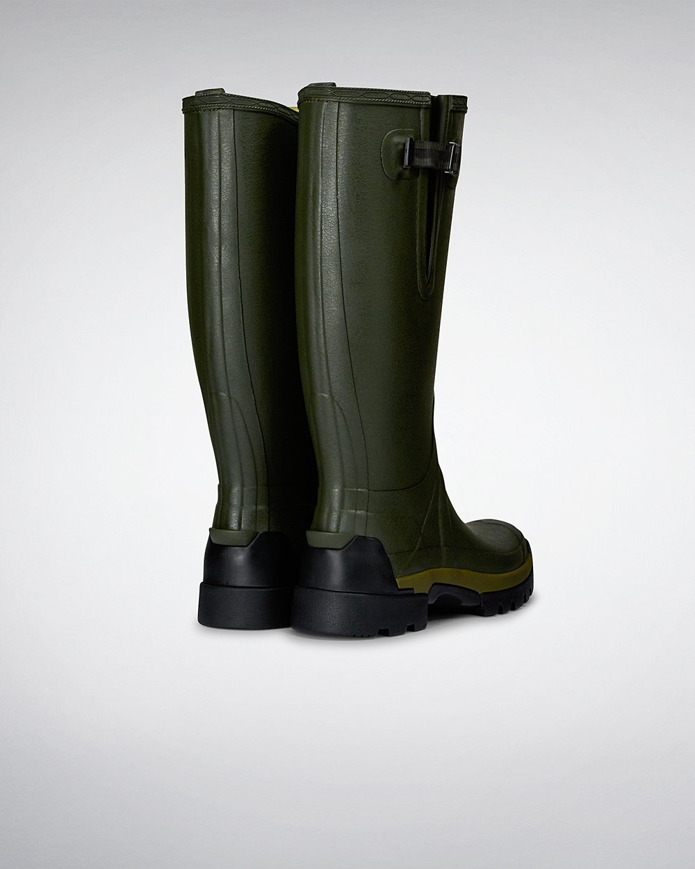 Mens Tall Rain Boots - Hunter Balmoral Bamboo Carbon (04DHZARGI) - Dark Olive